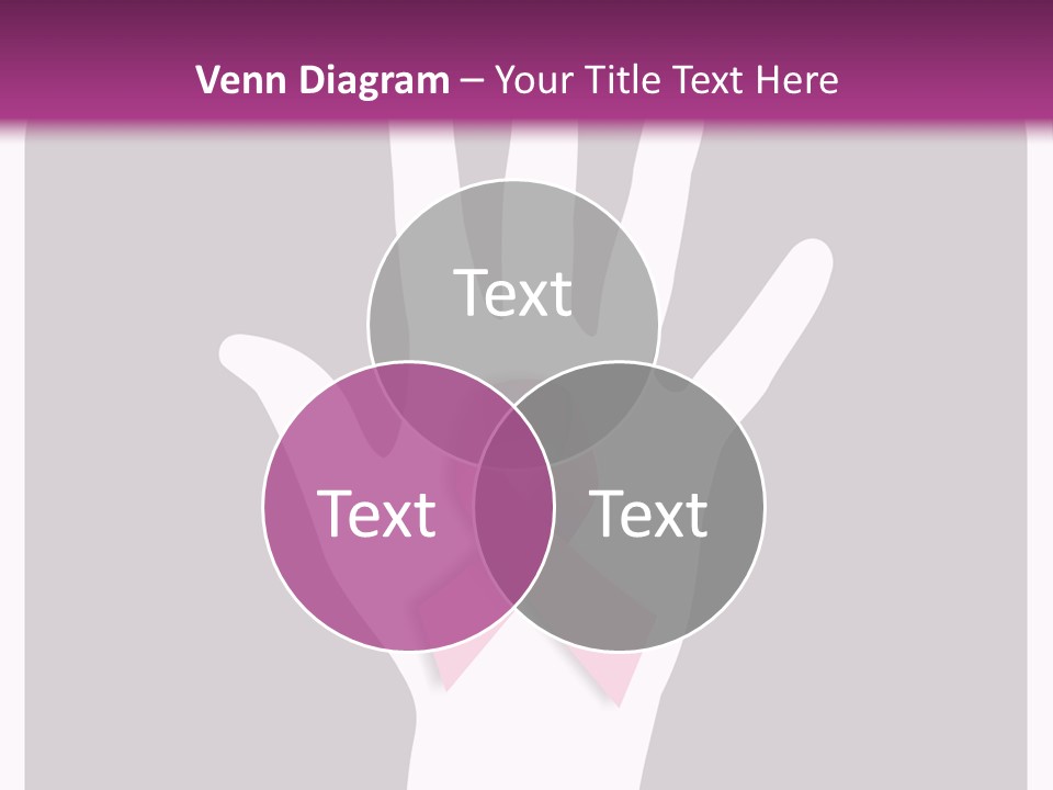Hand With A Pink Ribbon Over A Grey Rounded Square. PowerPoint Template