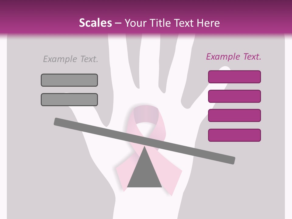 Hand With A Pink Ribbon Over A Grey Rounded Square. PowerPoint Template