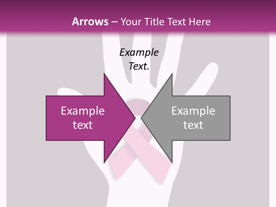Hand With A Pink Ribbon Over A Grey Rounded Square. PowerPoint Template