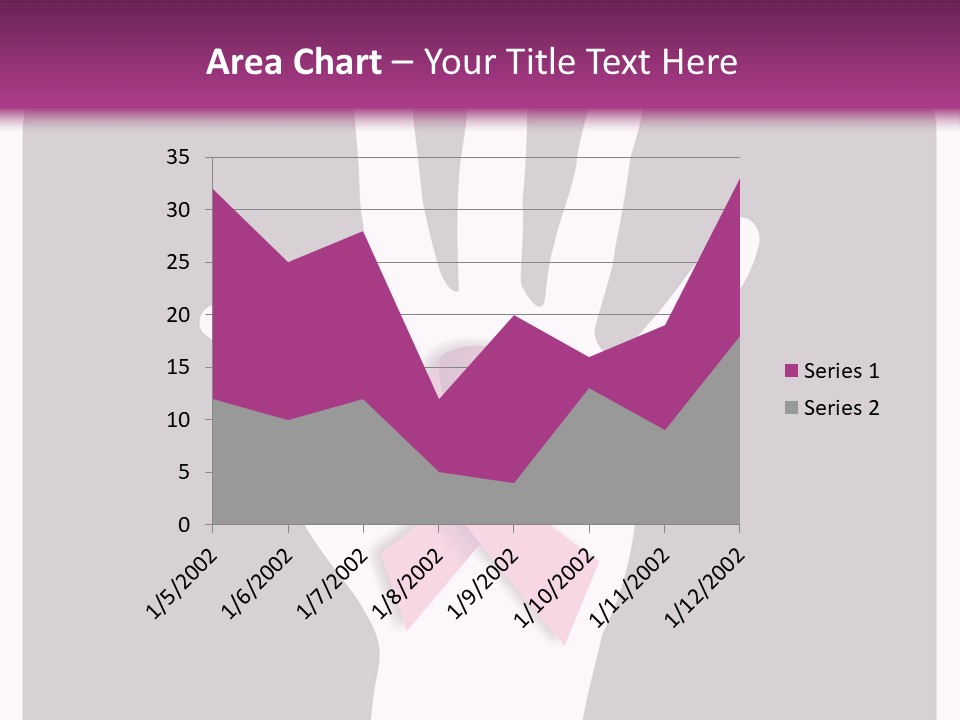 Hand With A Pink Ribbon Over A Grey Rounded Square. PowerPoint Template