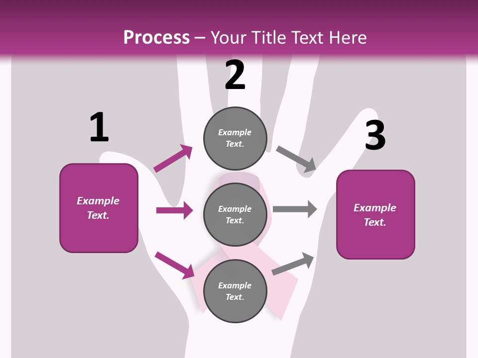 Hand With A Pink Ribbon Over A Grey Rounded Square. PowerPoint Template