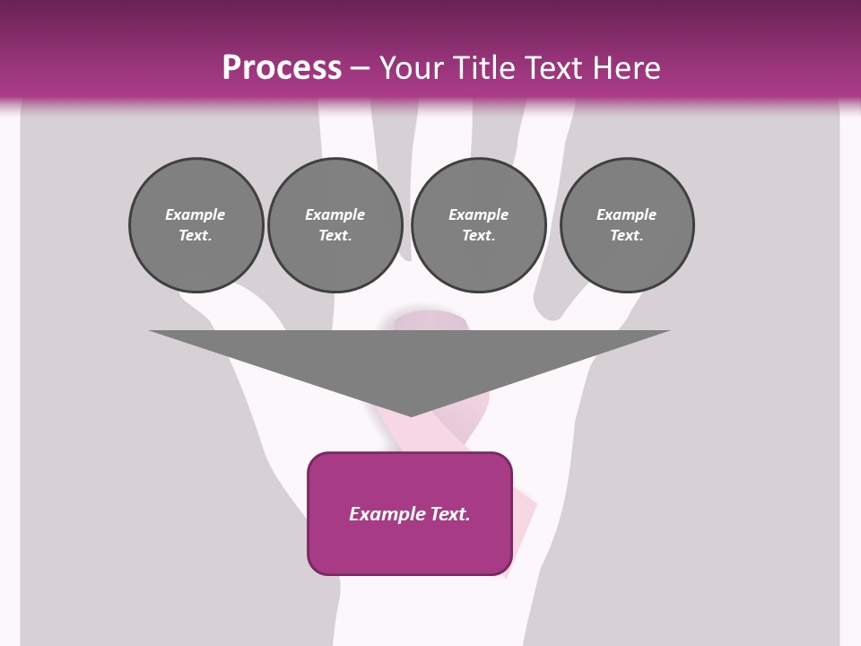 Hand With A Pink Ribbon Over A Grey Rounded Square. PowerPoint Template