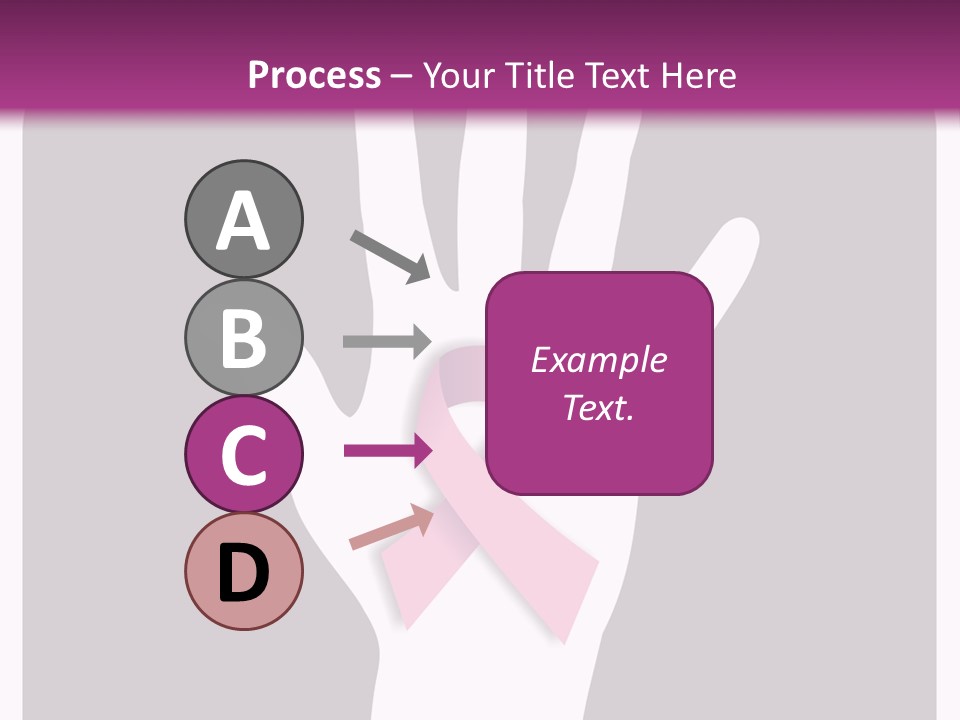 Hand With A Pink Ribbon Over A Grey Rounded Square. PowerPoint Template