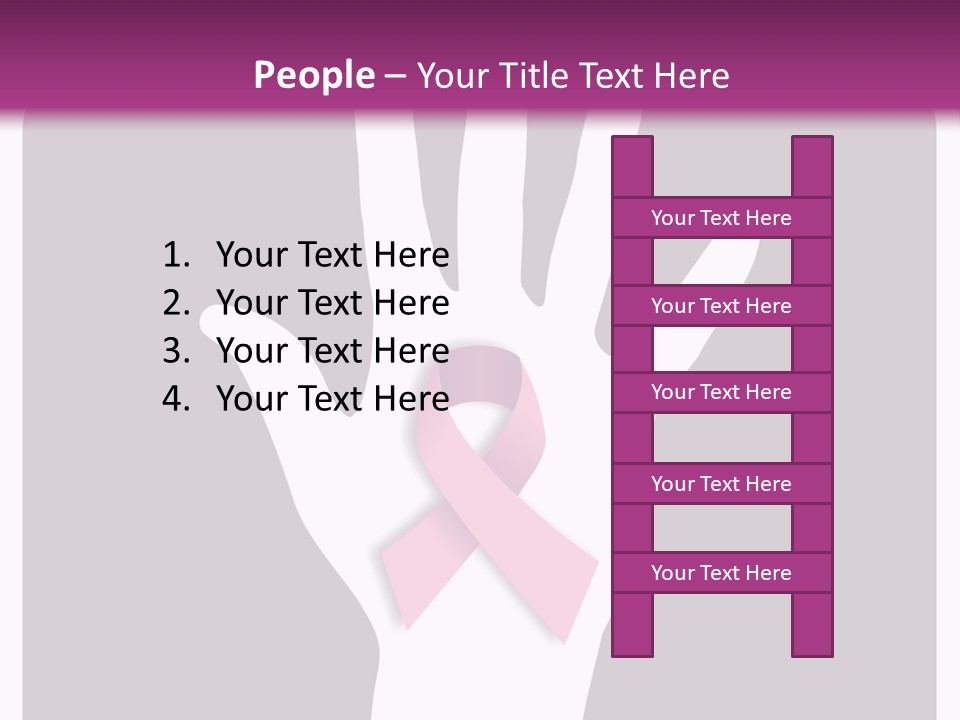 Hand With A Pink Ribbon Over A Grey Rounded Square. PowerPoint Template