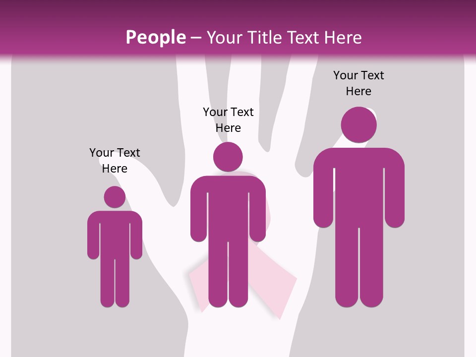 Hand With A Pink Ribbon Over A Grey Rounded Square. PowerPoint Template