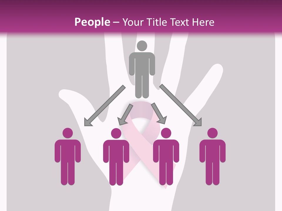 Hand With A Pink Ribbon Over A Grey Rounded Square. PowerPoint Template