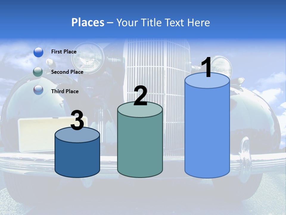 A Vintage Car With A Blue Sky And Clouds In The Background PowerPoint Template
