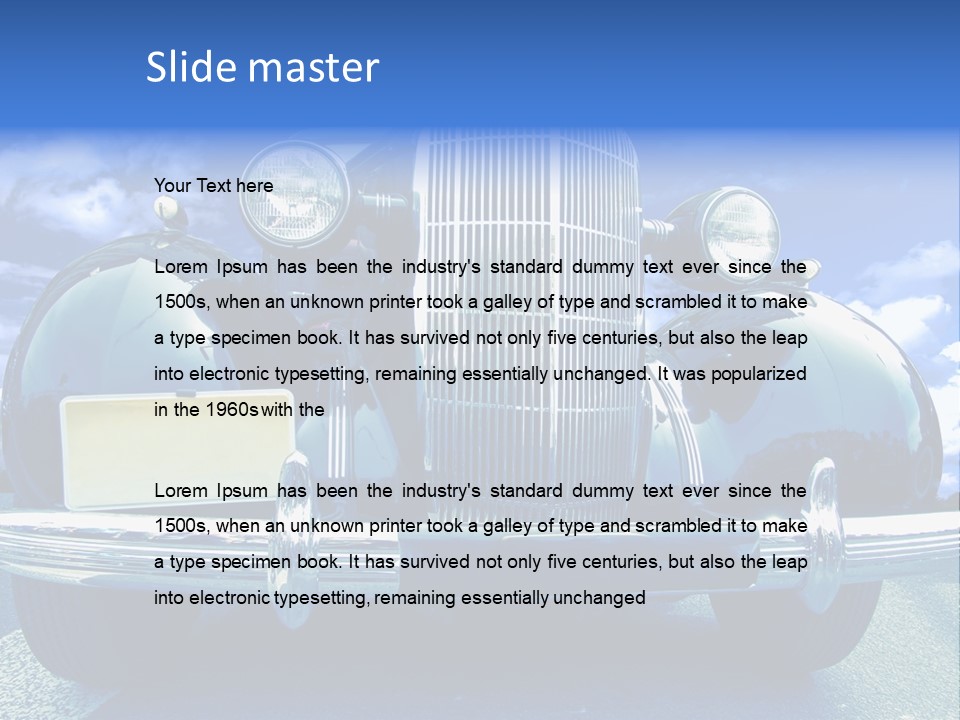 A Vintage Car With A Blue Sky And Clouds In The Background PowerPoint Template