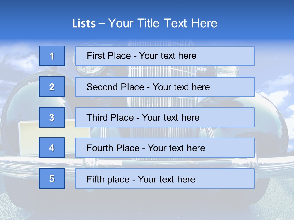 A Vintage Car With A Blue Sky And Clouds In The Background PowerPoint Template