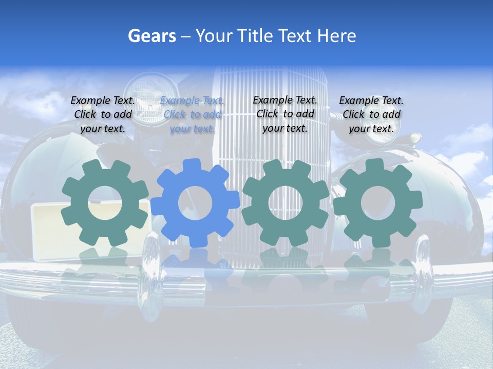 A Vintage Car With A Blue Sky And Clouds In The Background PowerPoint Template