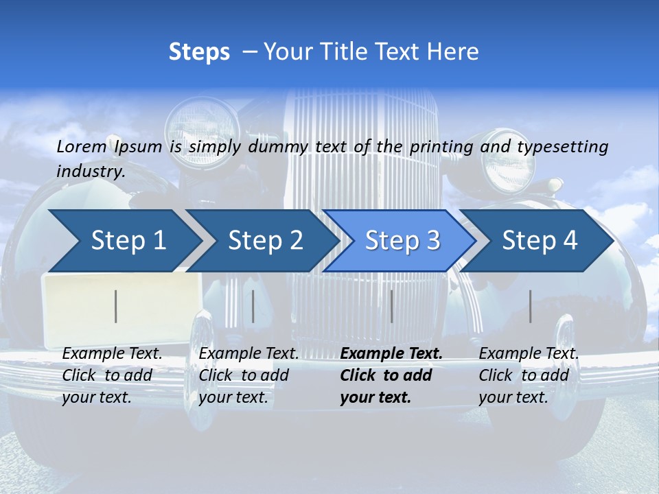 A Vintage Car With A Blue Sky And Clouds In The Background PowerPoint Template