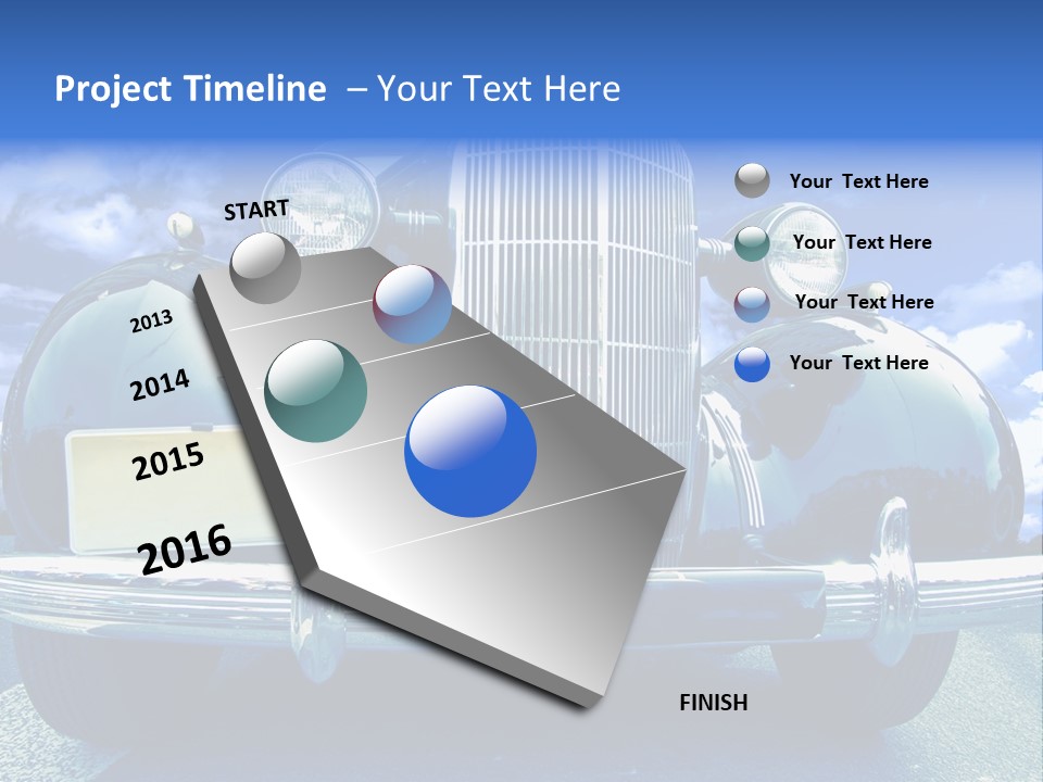 A Vintage Car With A Blue Sky And Clouds In The Background PowerPoint Template