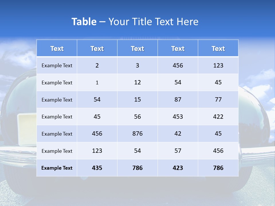 A Vintage Car With A Blue Sky And Clouds In The Background PowerPoint Template