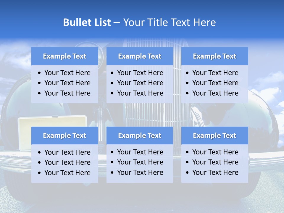 A Vintage Car With A Blue Sky And Clouds In The Background PowerPoint Template