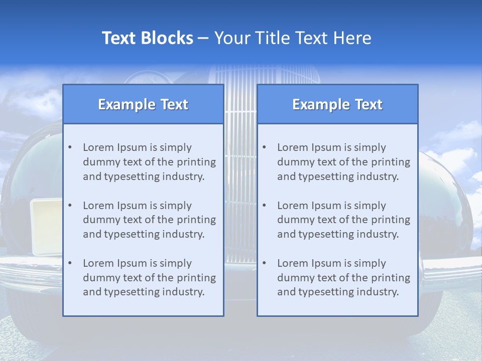 A Vintage Car With A Blue Sky And Clouds In The Background PowerPoint Template