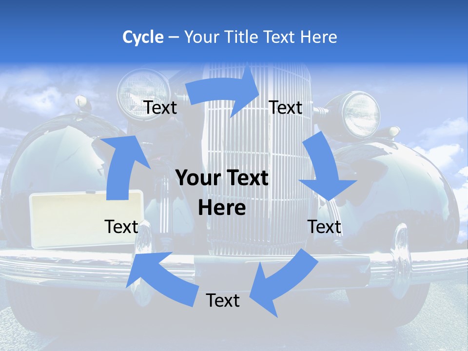 A Vintage Car With A Blue Sky And Clouds In The Background PowerPoint Template
