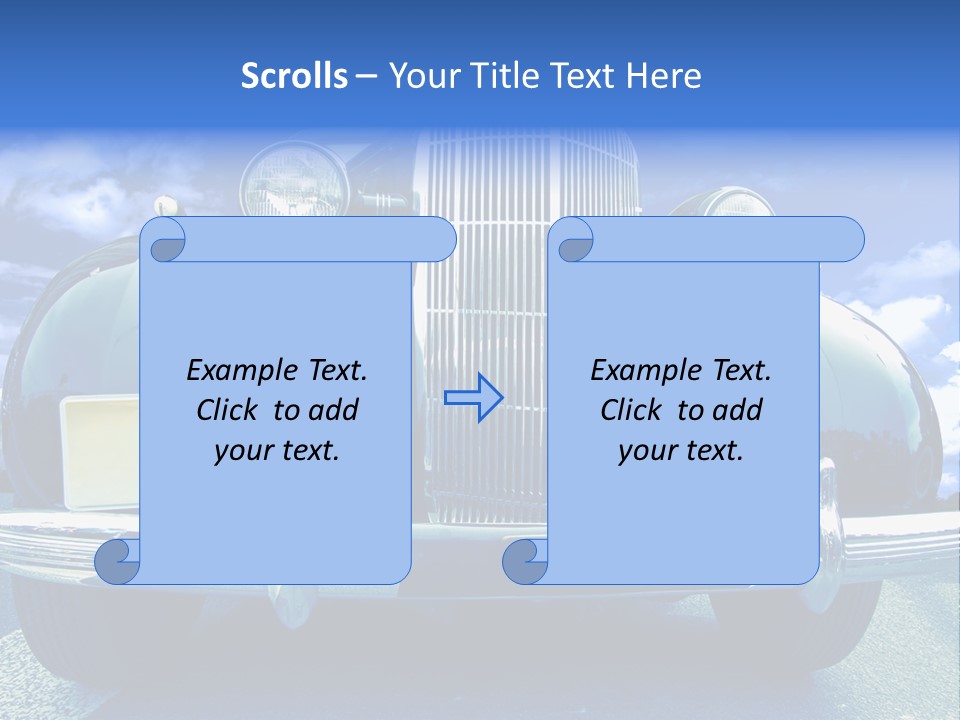 A Vintage Car With A Blue Sky And Clouds In The Background PowerPoint Template