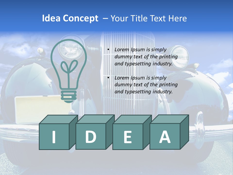 A Vintage Car With A Blue Sky And Clouds In The Background PowerPoint Template