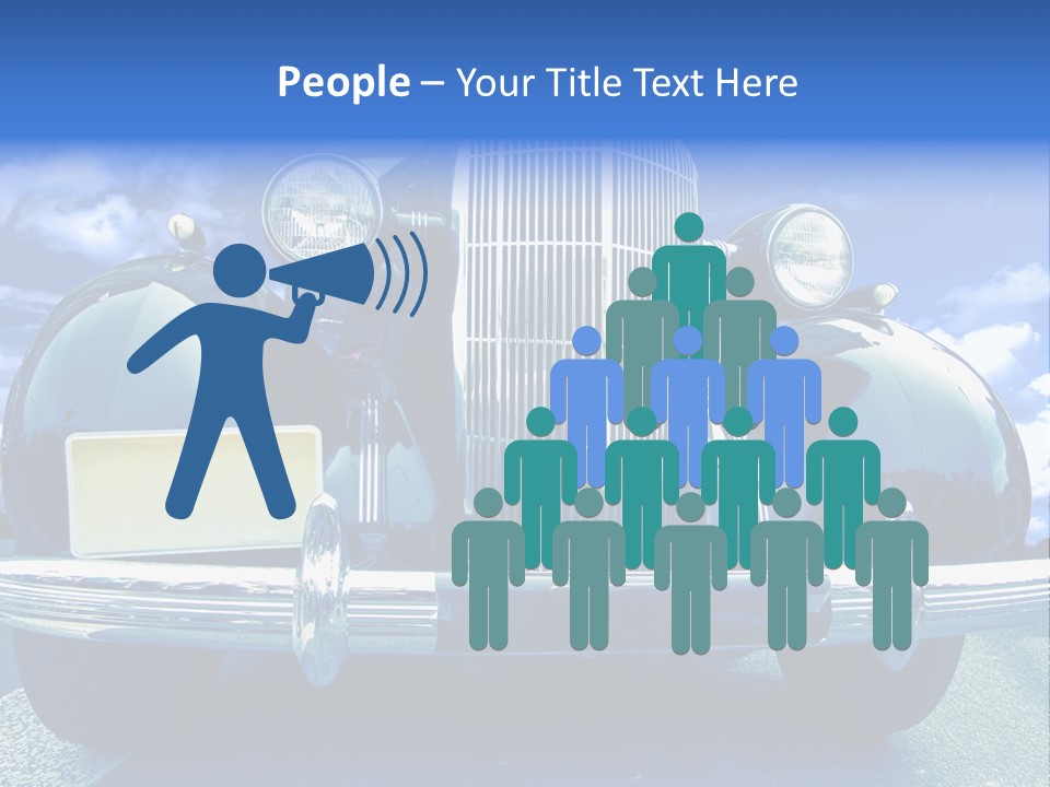 A Vintage Car With A Blue Sky And Clouds In The Background PowerPoint Template