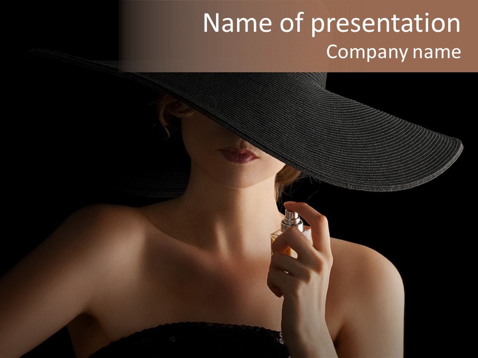 Elegant Woman Applying Perfume On Her Body PowerPoint Template