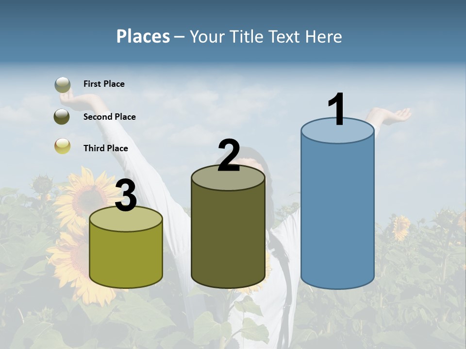 A Woman Standing In A Field Of Sunflowers PowerPoint Template