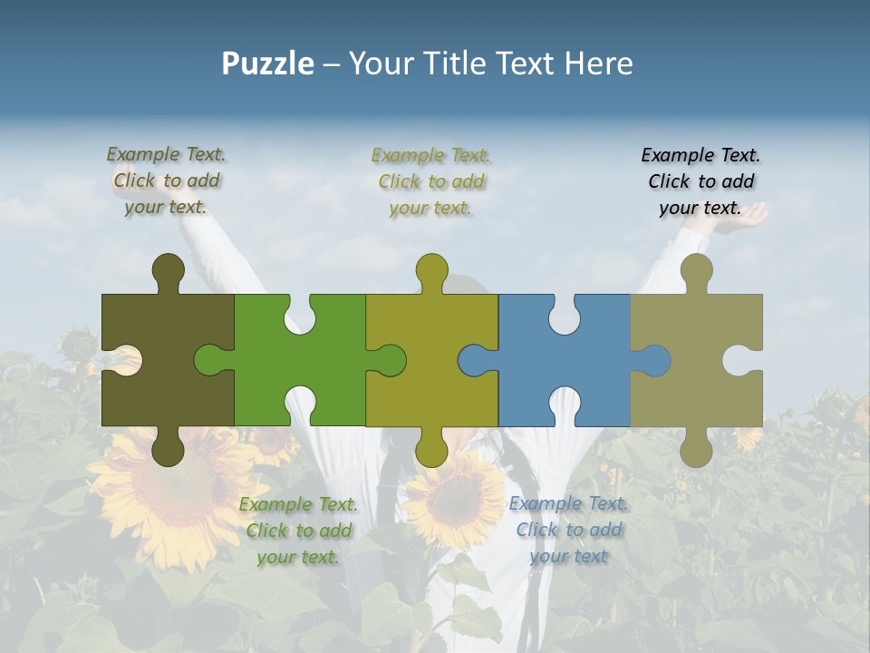 A Woman Standing In A Field Of Sunflowers PowerPoint Template