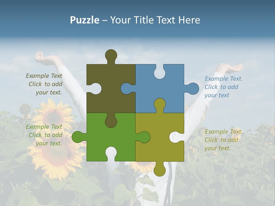 A Woman Standing In A Field Of Sunflowers PowerPoint Template