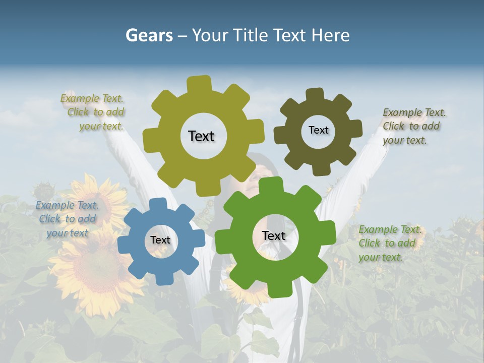 A Woman Standing In A Field Of Sunflowers PowerPoint Template