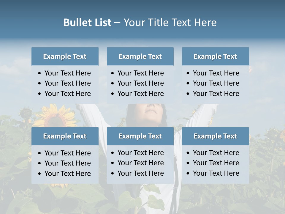 A Woman Standing In A Field Of Sunflowers PowerPoint Template