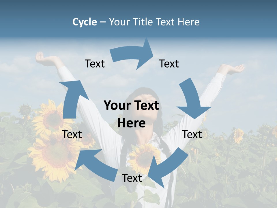 A Woman Standing In A Field Of Sunflowers PowerPoint Template