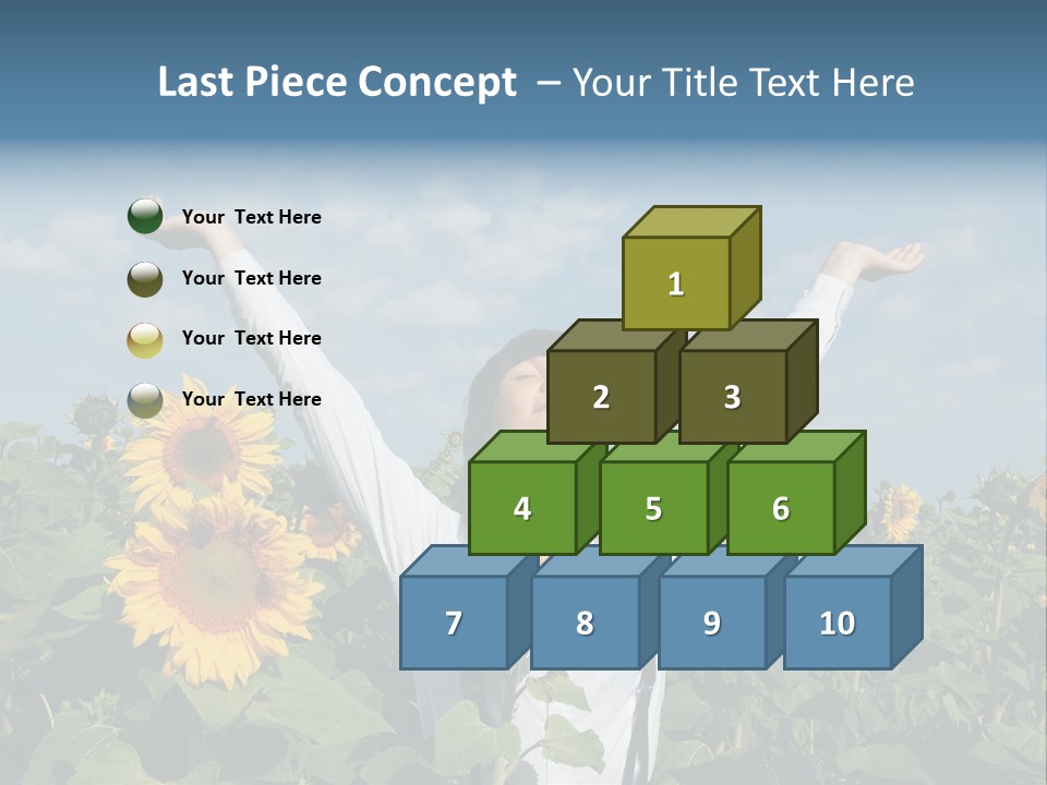 A Woman Standing In A Field Of Sunflowers PowerPoint Template