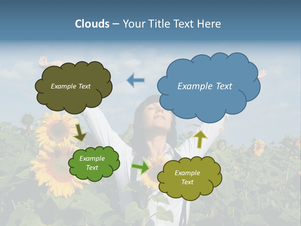 A Woman Standing In A Field Of Sunflowers PowerPoint Template