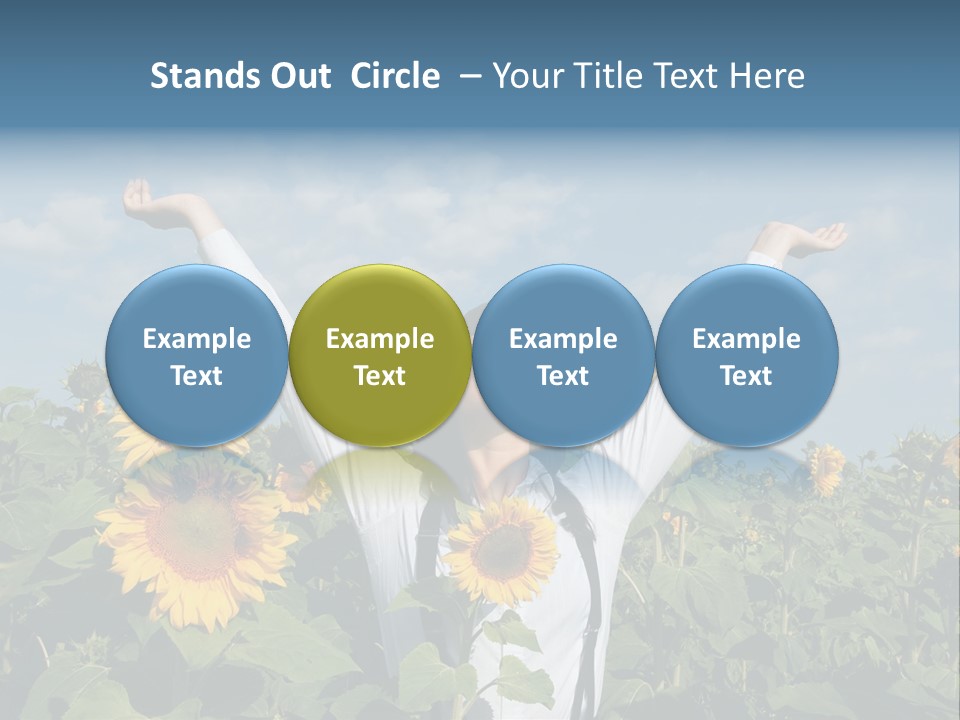 A Woman Standing In A Field Of Sunflowers PowerPoint Template