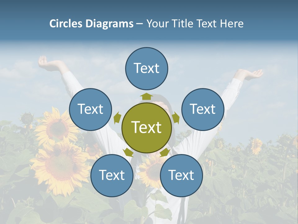 A Woman Standing In A Field Of Sunflowers PowerPoint Template