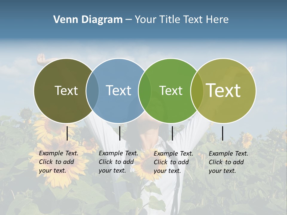 A Woman Standing In A Field Of Sunflowers PowerPoint Template