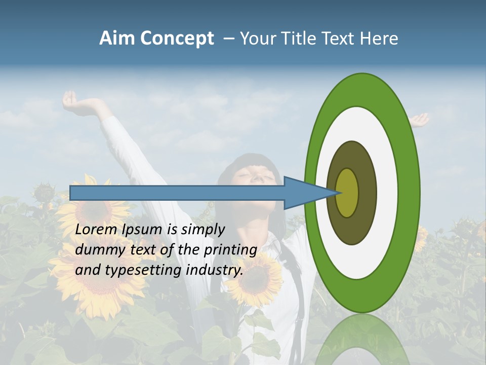 A Woman Standing In A Field Of Sunflowers PowerPoint Template