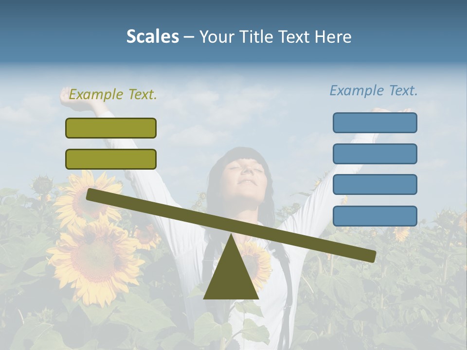 A Woman Standing In A Field Of Sunflowers PowerPoint Template