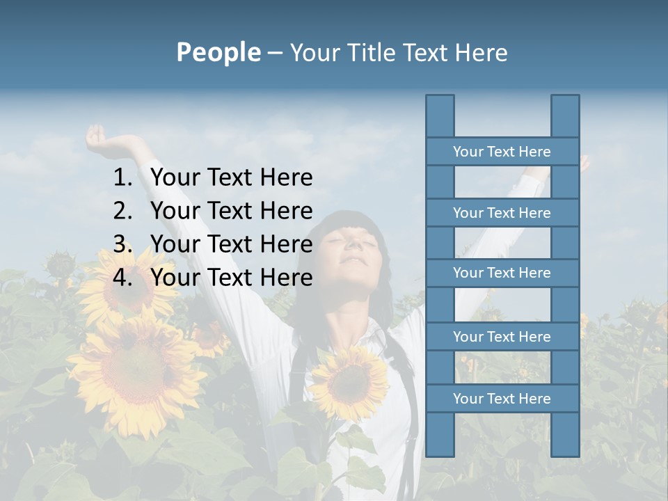A Woman Standing In A Field Of Sunflowers PowerPoint Template
