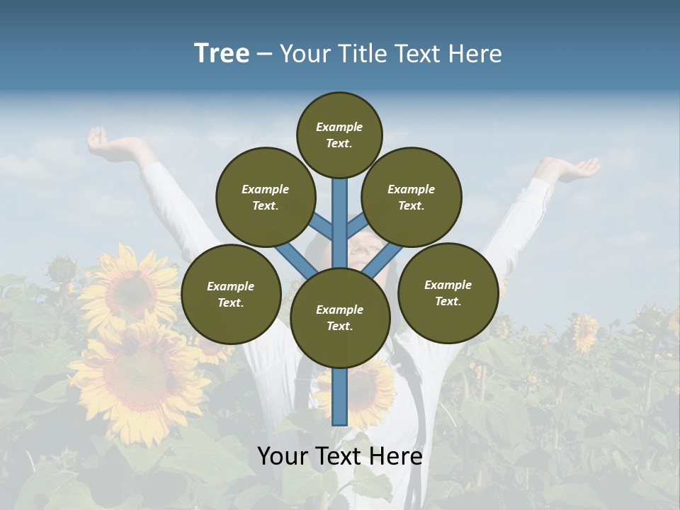 A Woman Standing In A Field Of Sunflowers PowerPoint Template