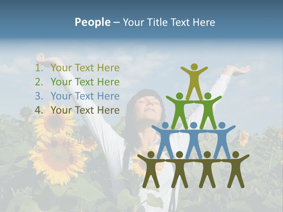 A Woman Standing In A Field Of Sunflowers PowerPoint Template