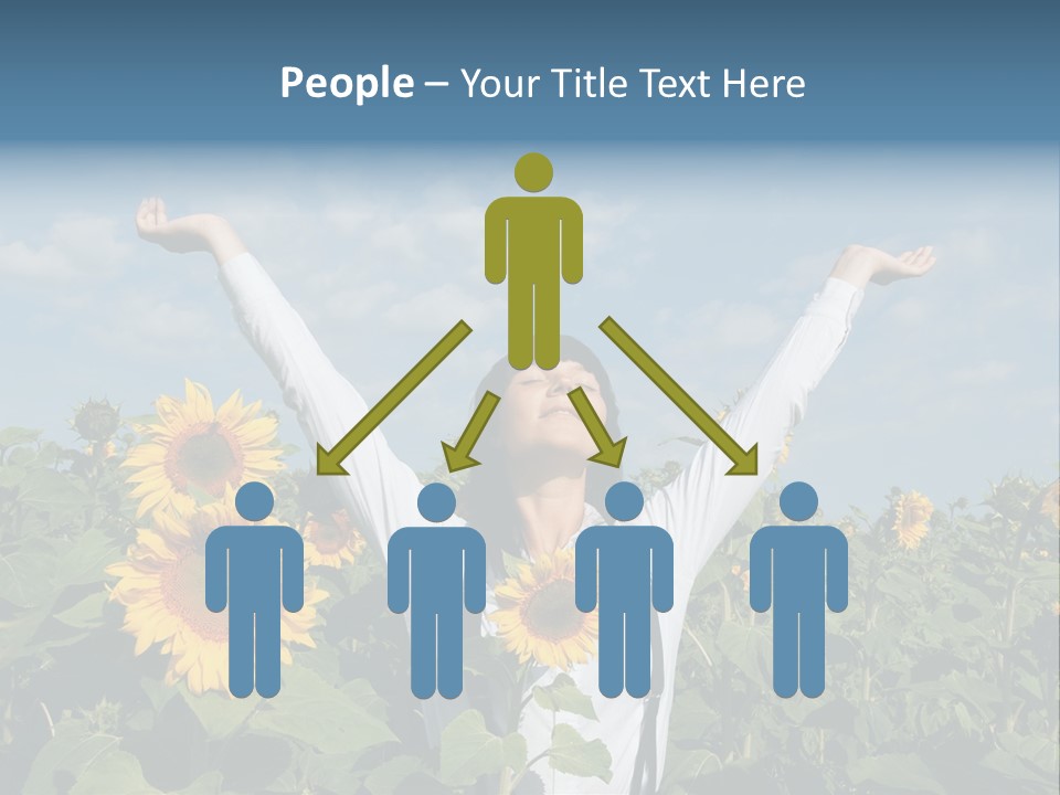 A Woman Standing In A Field Of Sunflowers PowerPoint Template
