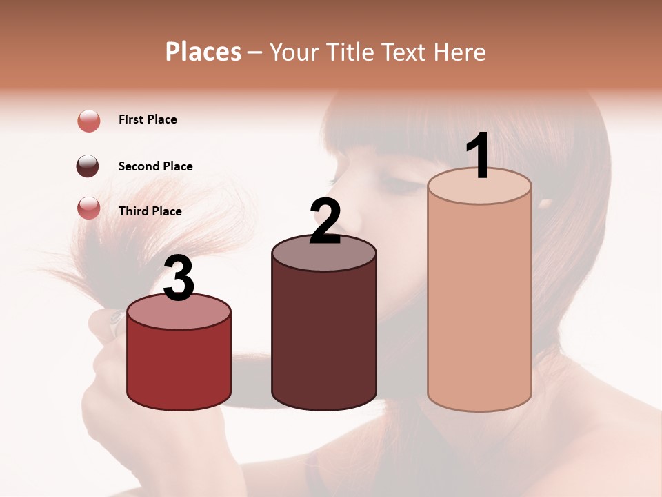 Young Girl Holding Her Hair Tips PowerPoint Template