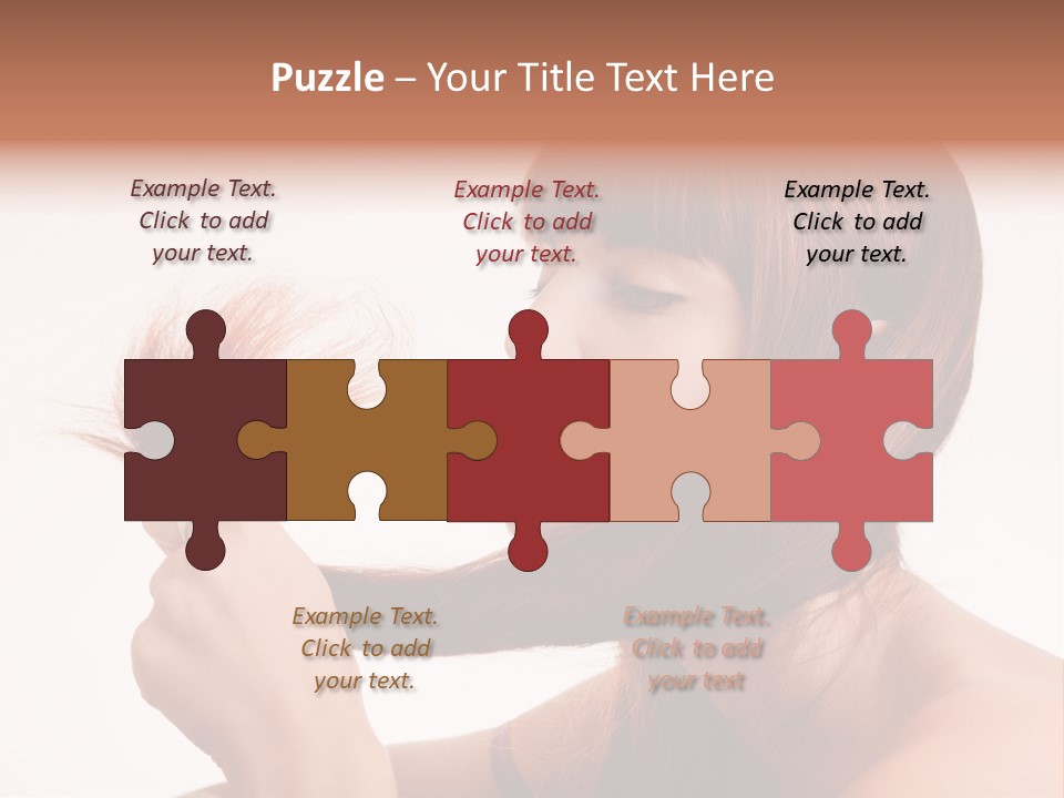 Young Girl Holding Her Hair Tips PowerPoint Template