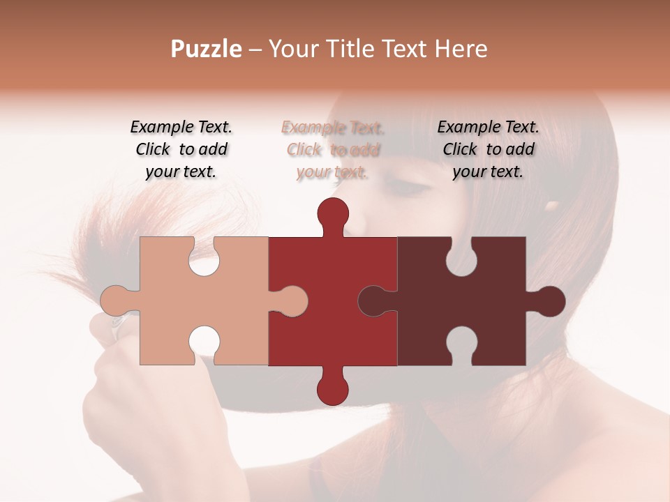 Young Girl Holding Her Hair Tips PowerPoint Template