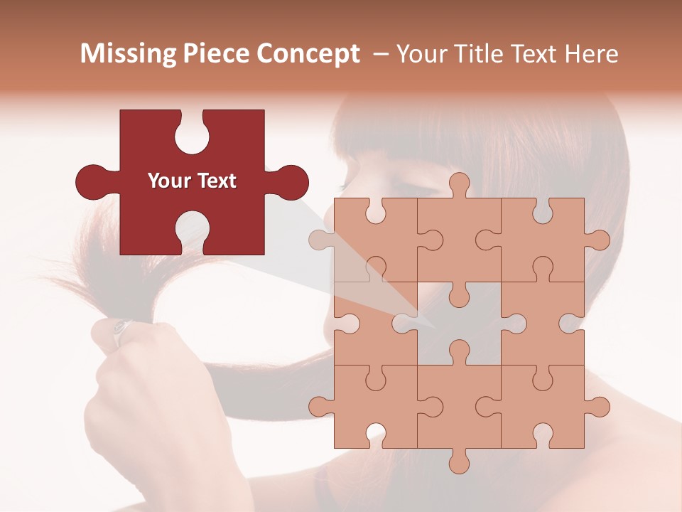 Young Girl Holding Her Hair Tips PowerPoint Template