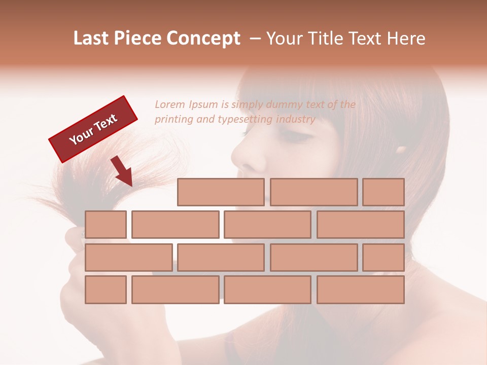 Young Girl Holding Her Hair Tips PowerPoint Template