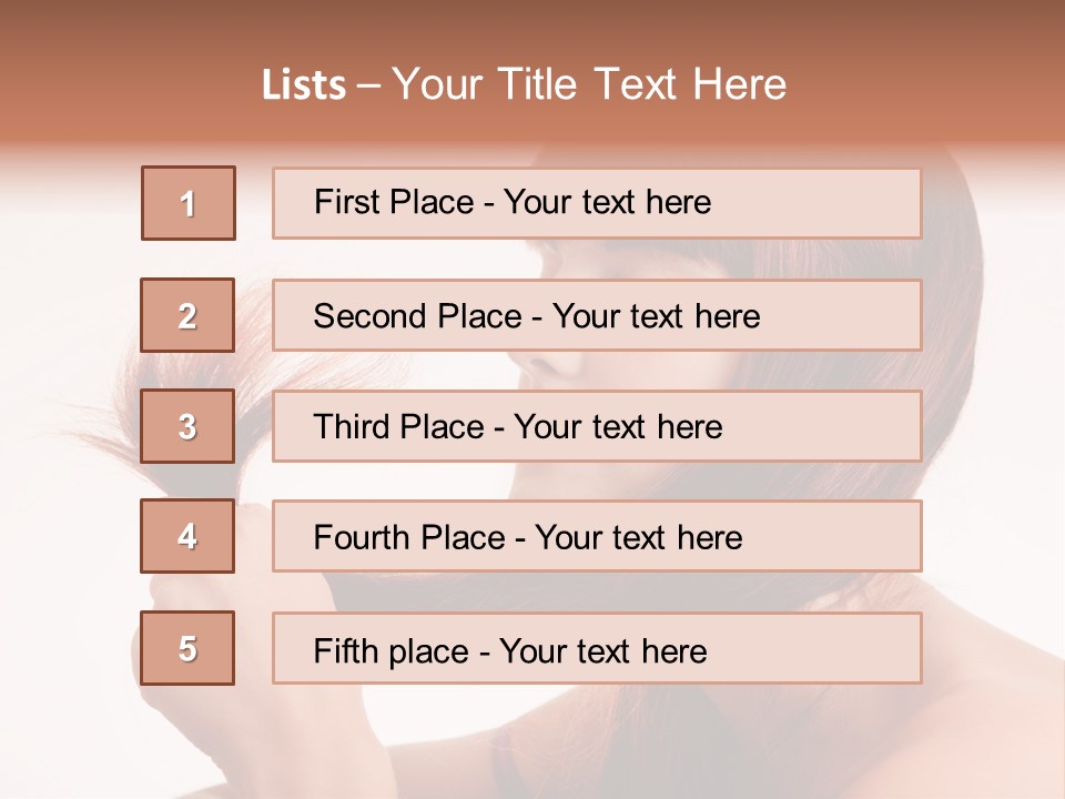 Young Girl Holding Her Hair Tips PowerPoint Template
