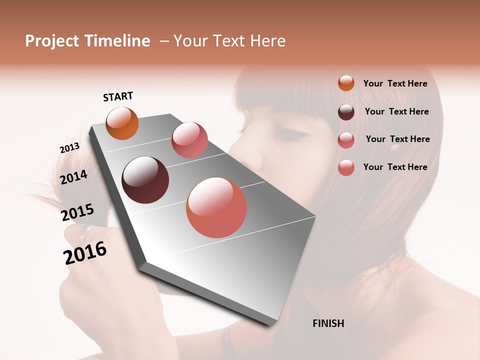 Young Girl Holding Her Hair Tips PowerPoint Template