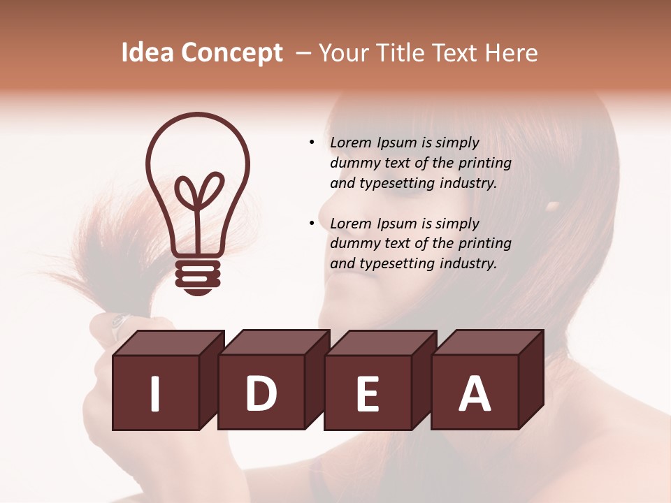 Young Girl Holding Her Hair Tips PowerPoint Template