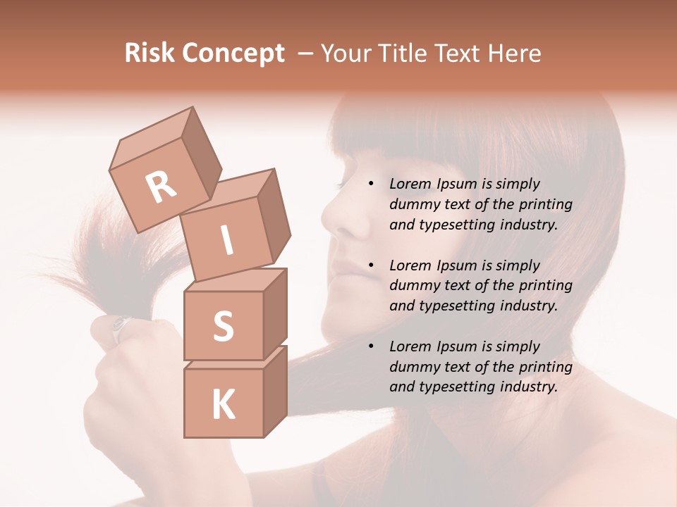 Young Girl Holding Her Hair Tips PowerPoint Template